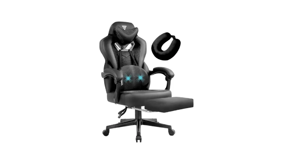 Gaming Chair PRO, Ergonomic Gaming Chairs for Adults Heavy People, Massage Reclining Office Desk Computer Chair with Footrest and Lumbar Support, Big Tall Mesh Gamer Chair with Cushion