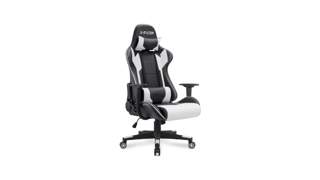 Homall Gaming Chair, Office Chair High Back Computer Chair Leather Desk Chair Racing Executive Ergonomic Adjustable Swivel Task Chair with Headrest and Lumbar Support (White)