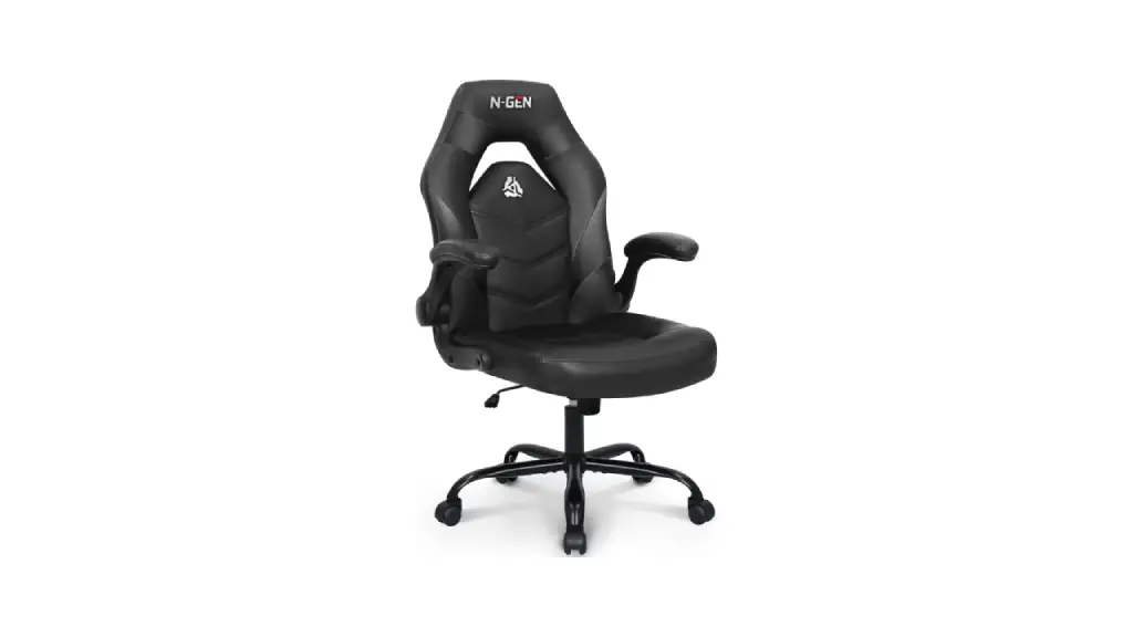 N-GEN Video Gaming Computer Chair Ergonomic Desk Office Chair for Adults with Lumbar Support Flip-Up Arms Adjustable Height Swivel Wheels PU Leather Executive Design for Home and Office