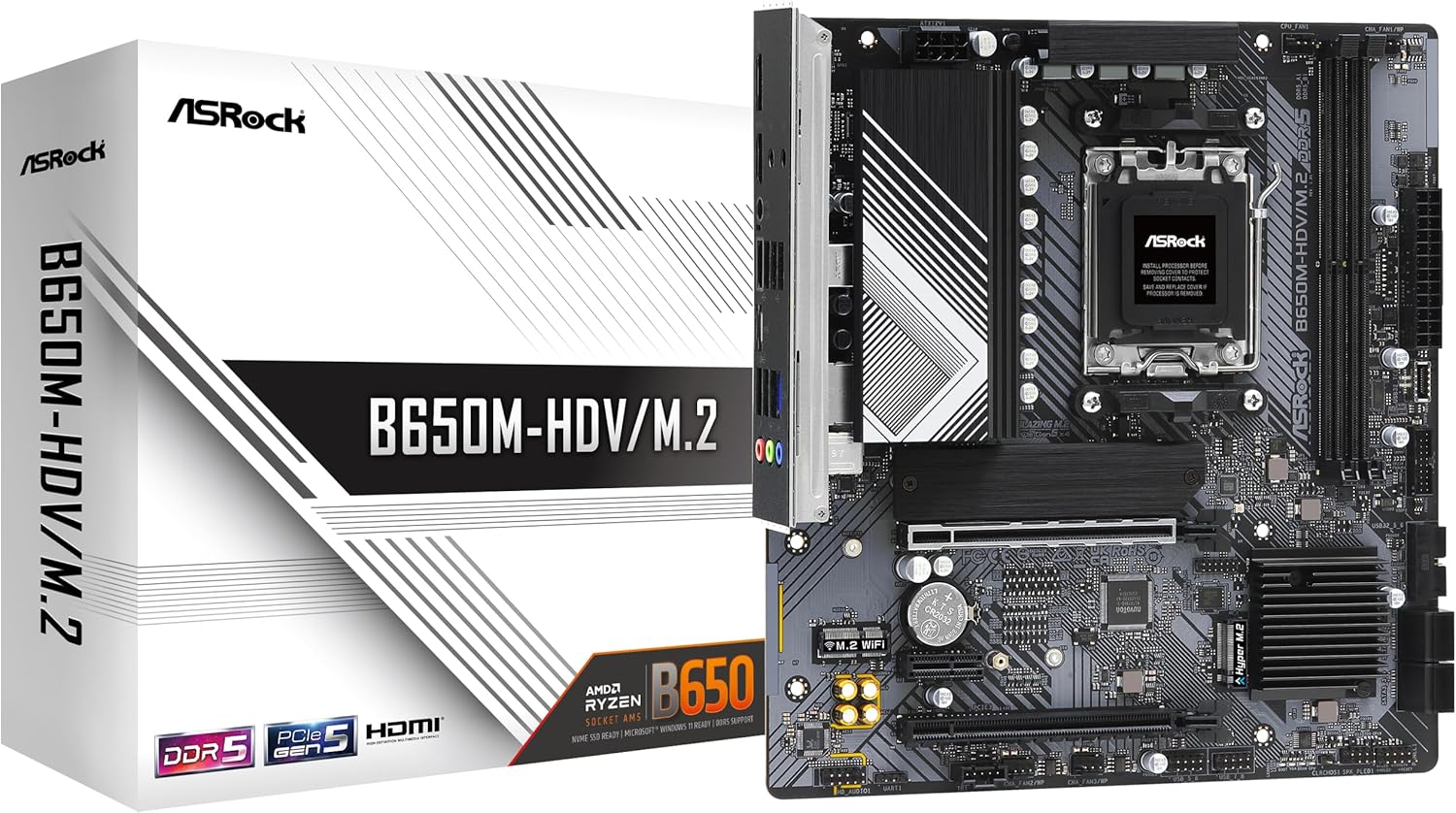 ASRock B650M-HDV/M.2 Supports AMD Socket AM5 Ryzen 7000 Series Processors