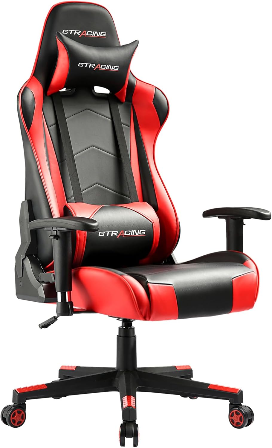 GTRACING Gaming Chair Racing Office Computer Ergonomic Video Game Chair Backrest and Seat Height Adjustable Swivel Recliner with Headrest and Lumbar Pillow Esports Chair (Red)