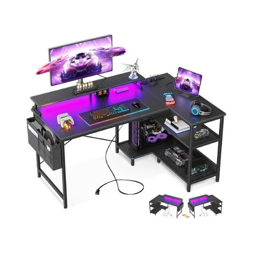 ODK 48 Inch Gaming Desk with USB Charging Ports and LED Lights