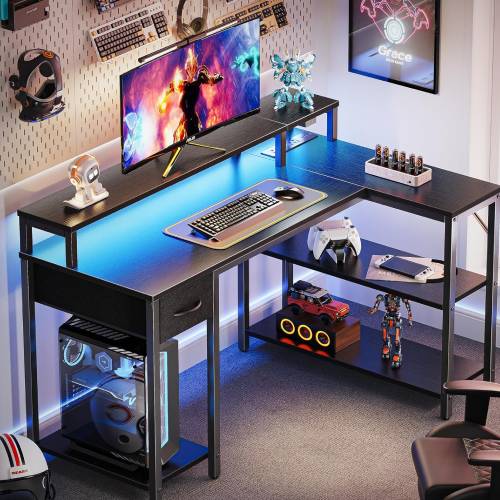 SUPERJARE 47 inch Reversible L Shaped Desk