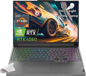 Lenovo 2023 Legion Slim 5 Gaming Laptop, 16” WUXGA(1920 x 1200) Screen, NVIDIA GeForce RTX 4060(TGP 140W), AMD Ryzen 5 7640HS, 4-Zone RGB Backlit KB, Win11H, W/Mouse Pad (32GB RAM | 1TB PCIe SSD)