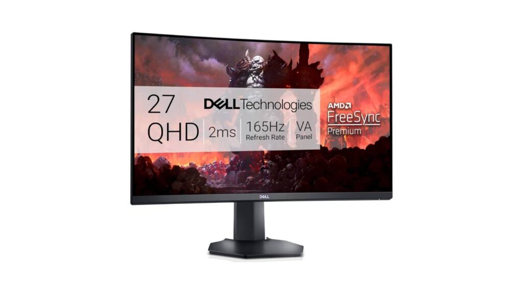 Dell S2722DGM Curved Gaming Monitor - 27-inch QHD (2560 x 1440) 1500R Curved Display, 165Hz Refresh Rate (DisplayPort), HDMI_DisplayPort Connectivity, Height_Tilt Adjustability