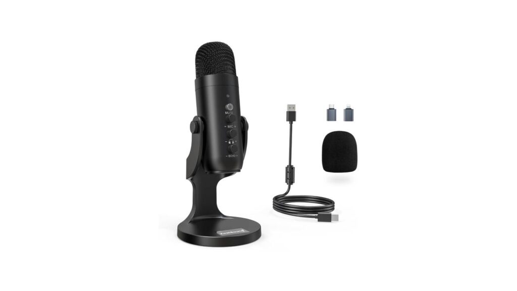 ZealSound USB Microphone,Condenser Computer PC Mic,Plug&Play Gaming Microphones for PS 4&5.Headphone Output&Volume Control,Mic Gain Control,Mute Button Vocal,YouTube Podcast on Mac & Windows (Black)