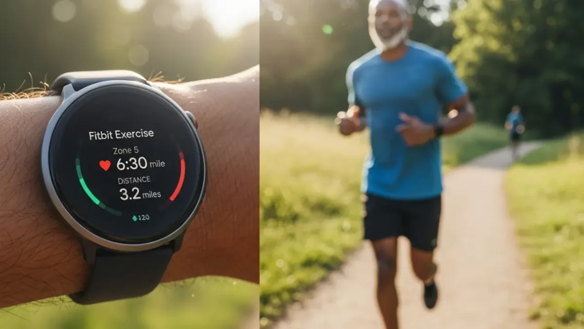 Google Pixel Watch 3 Tips & Tricks You Need to Know (2025 Edition) 4 Google Pixel Watch 3 displaying Fitbit workout tracking during a run