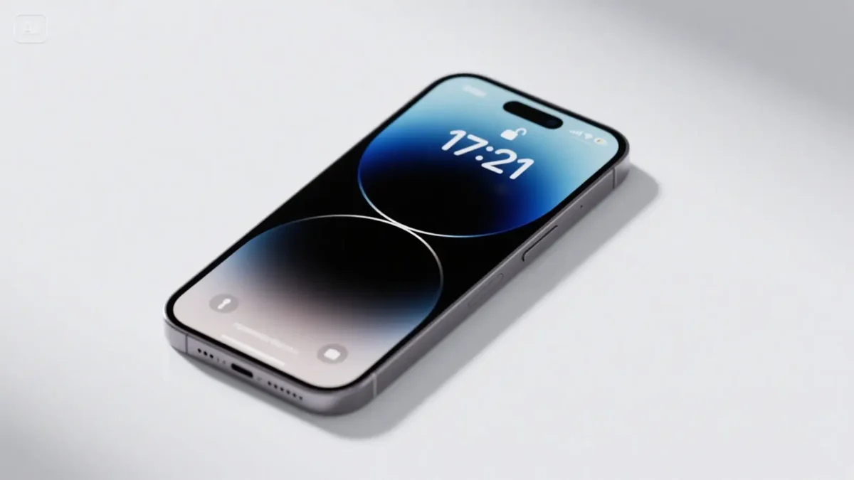 iPhone 17 Pro: Leaks, Specs, and What Apple Fans Can Expect in 2025 1 Front-only view of iPhone 17 Pro with iOS 18 lock screen showing minimal clock and dynamic island
